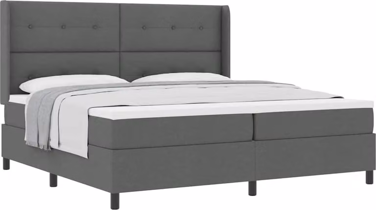Letto a molle con materasso grigio scuro 200 x 200 cm in tessuto