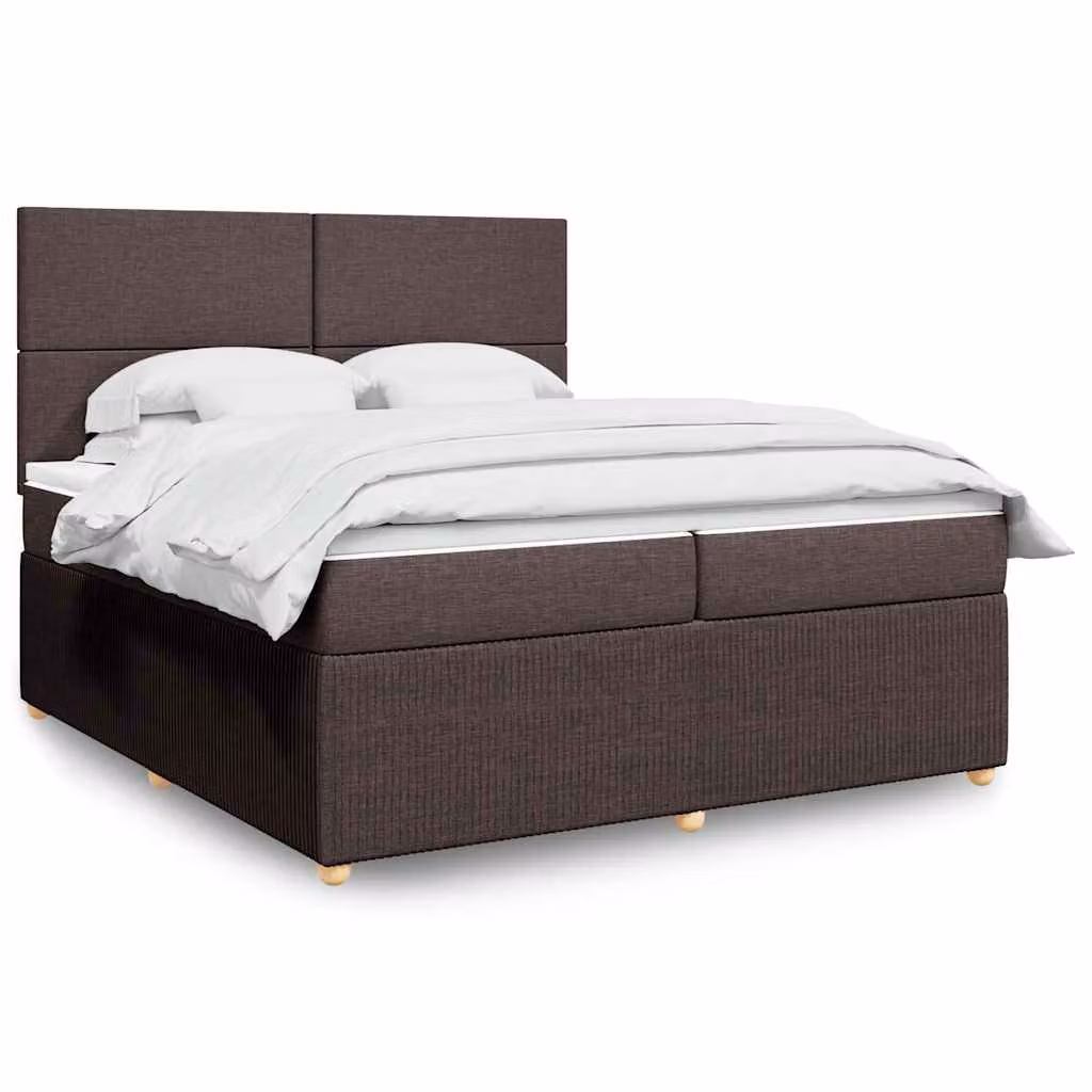 vidaXL Giroletto a molle con materasso in tessuto marrone e bianco, L/P: 200 x 200 cm