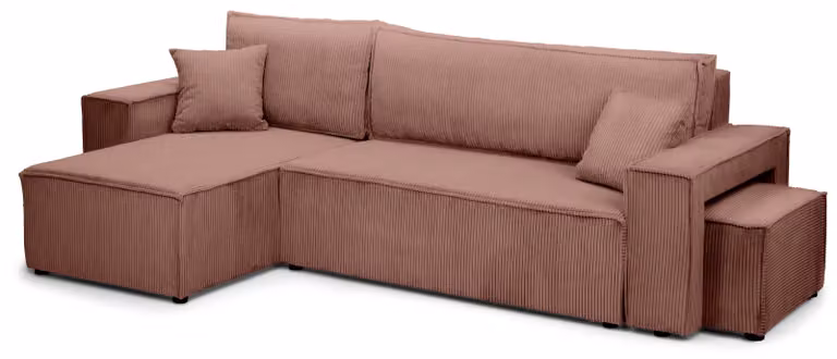 Divano a tre posti con funzione letto, modello Klara, colore terracotta