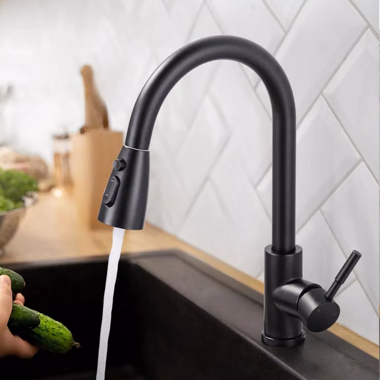 Rubinetto da cucina, acciaio inossidabile ad alta pressione, estensibile, con rotazione a 360° e 3 modalità