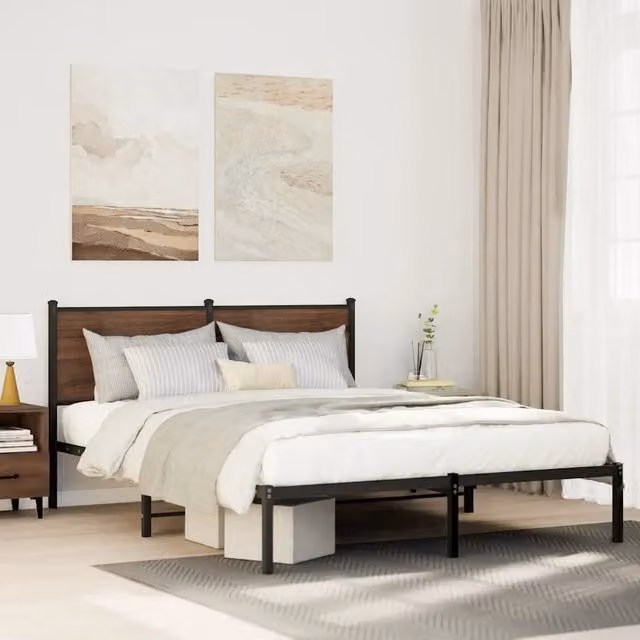 Letto senza materasso in metallo vidaXL colore marrone L: 142 cm, P: 196 cm, H: 91,5 cm