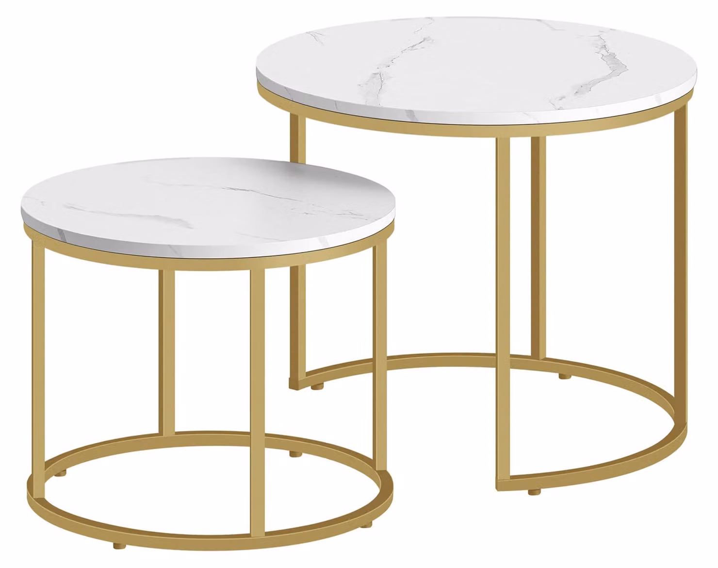 Tavolino Da Salotto - Leobert - Marmo/Gambe Dorate - 53 X 45 Cm - Set Da 2