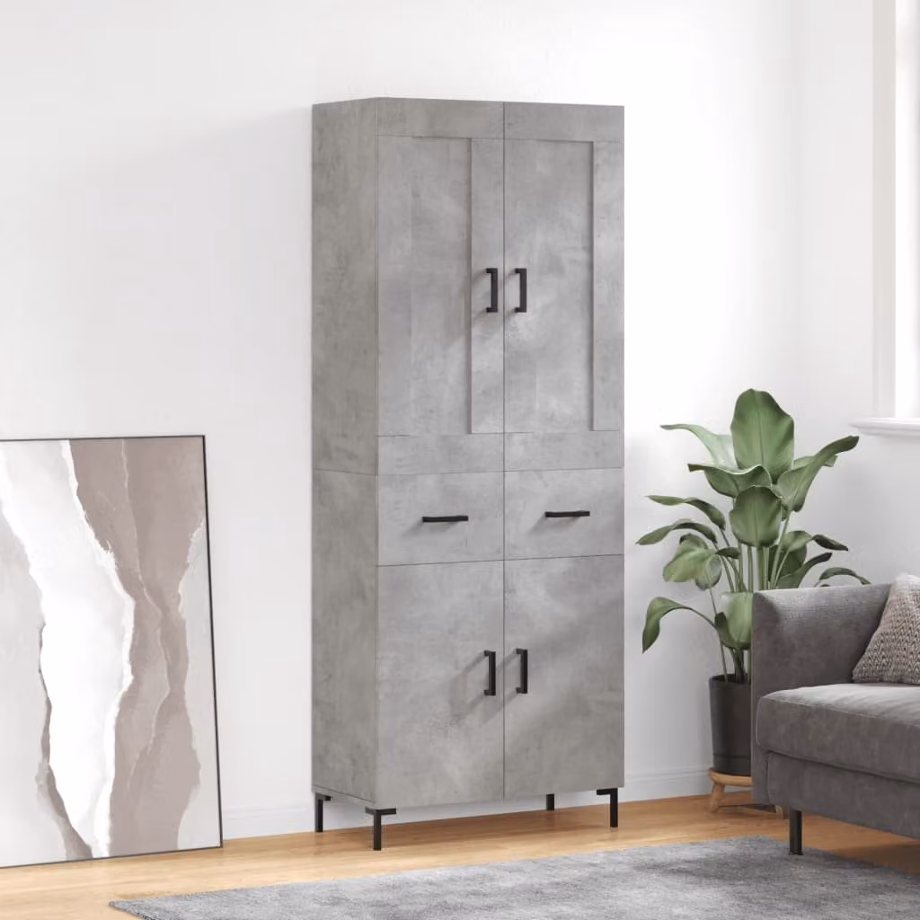 Credenza vidaXL Grigio con ante a battente in legno e metallo L: 69,5 cm, P: 34 cm, H: 180 cm