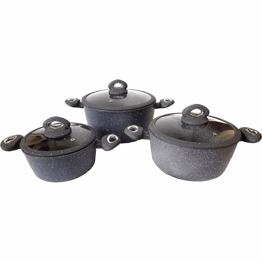 Set di 3 pentole e casseruole Bluementhal Bavaria in pietra lavica con rivestimento antiaderente ceramico nero – 2