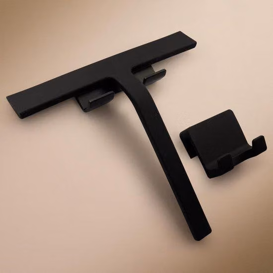 Soffione doccia in silicone nero, 23 cm, design moderno, senza forature