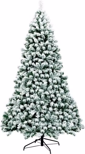 Albero di Natale artificiale 230cm con cerniera e 550 luci LED, Pino innevato illuminato con 1346 rami e base