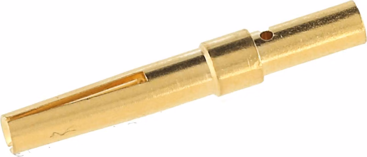 Connettore a crimpare D-Sub, femmina (F), per cavi da 0,09 mm² a 0,25 mm² (AWG28 - AWG24), placcato in oro, 1 pezzo. Materiale: lega di rame
