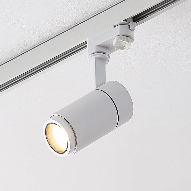 Arcchio Nanna Faretto a binario LED bianco 3000K 12W, Bianco / Opale, Studio / Ufficio, Alluminio