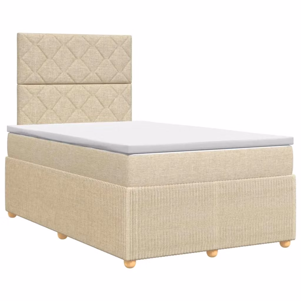 Letto box spring con materasso vidaXL in tessuto beige e bianco L/P: 120 x 200 cm – 2