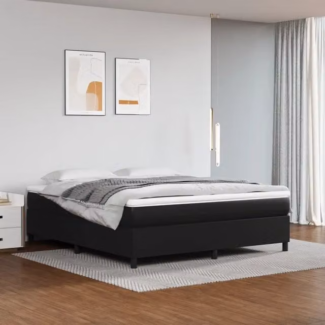 vidaXL Struttura Letto Imbottita in Similpelle Nero con Rete a Doghe Curvate L/P/H: 160 x 200 x 35 cm