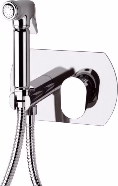 Miscelatore incasso per shut-off con doccetta shut-off, supporto doccia-presa acqua e flessibile doccia.
