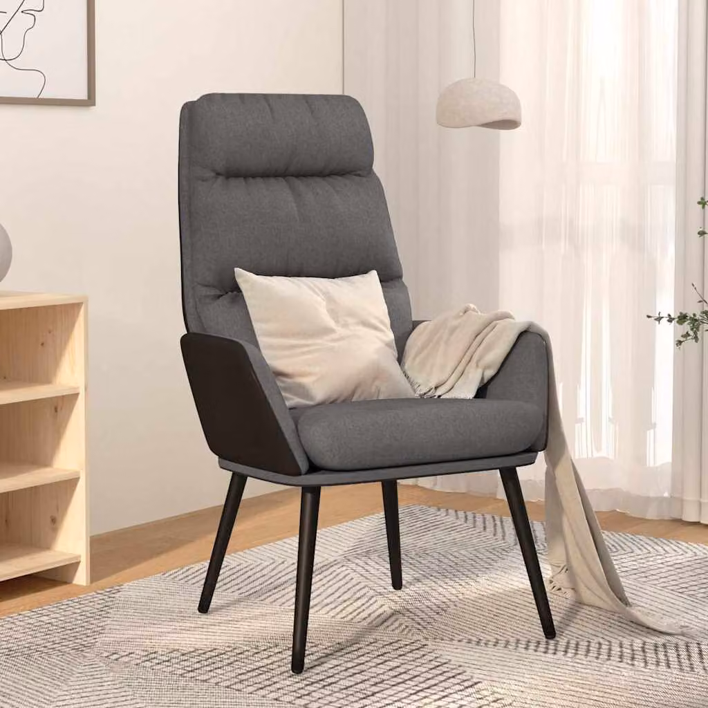 Poltrona Relax vidaXL Grigia con Braccioli e Struttura in Metallo