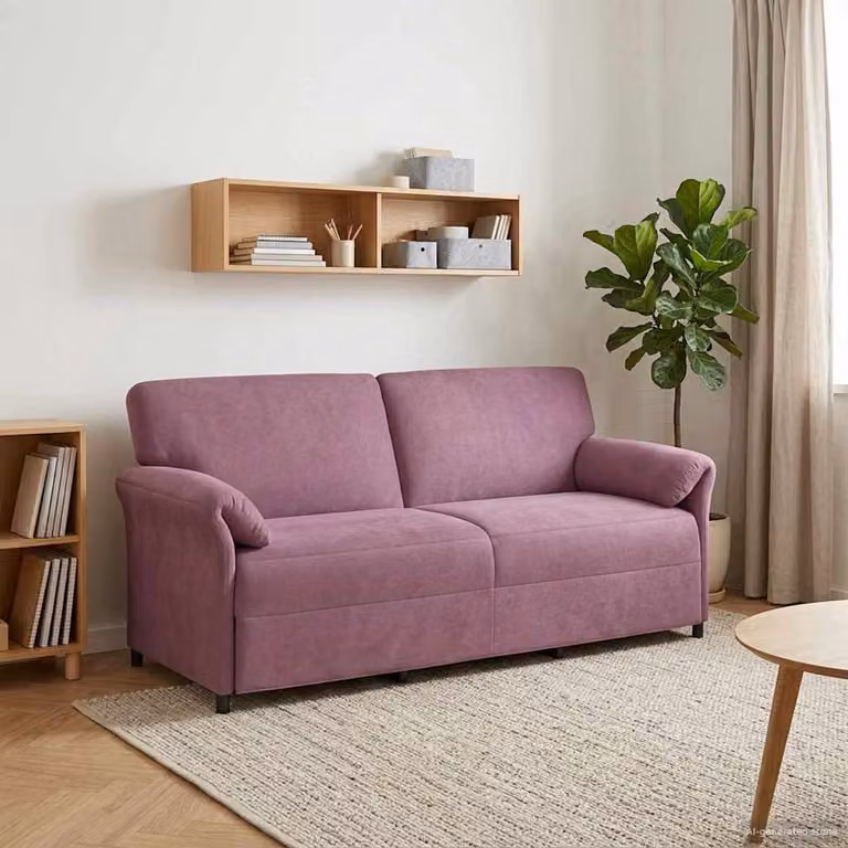 Divano 3 posti moderno vidaXL in velluto viola con struttura in metallo L: 198 cm, P: 83 cm, H: 95 cm