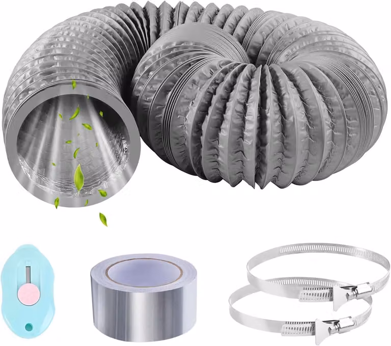 Tubo di scarico da 100 mm, lunghezza 3 metri, flessibile, con 2 fascette in acciaio inossidabile, per sistemi di ventilazione