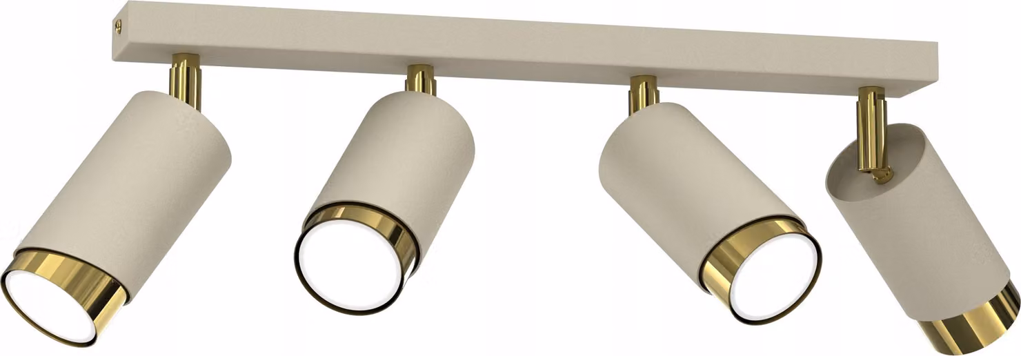 Pendente Beige A 4 Luci Tube Gold Gu10 Led Spot