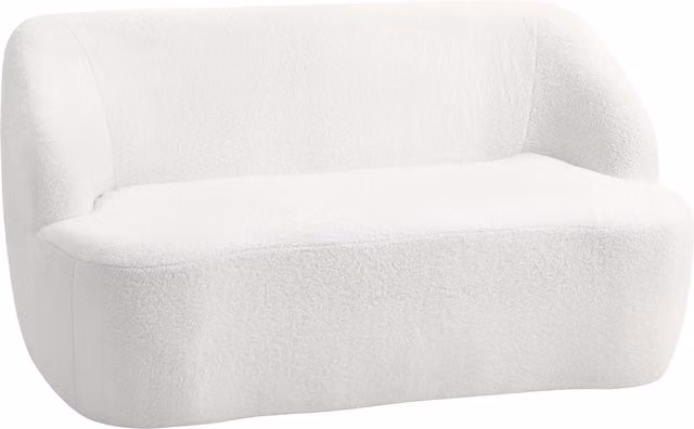 Divano a 2 posti HOMCOM con design curvo e rivestimento in pile, ideale per soggiorno, camera da letto o home office, Bianco crema