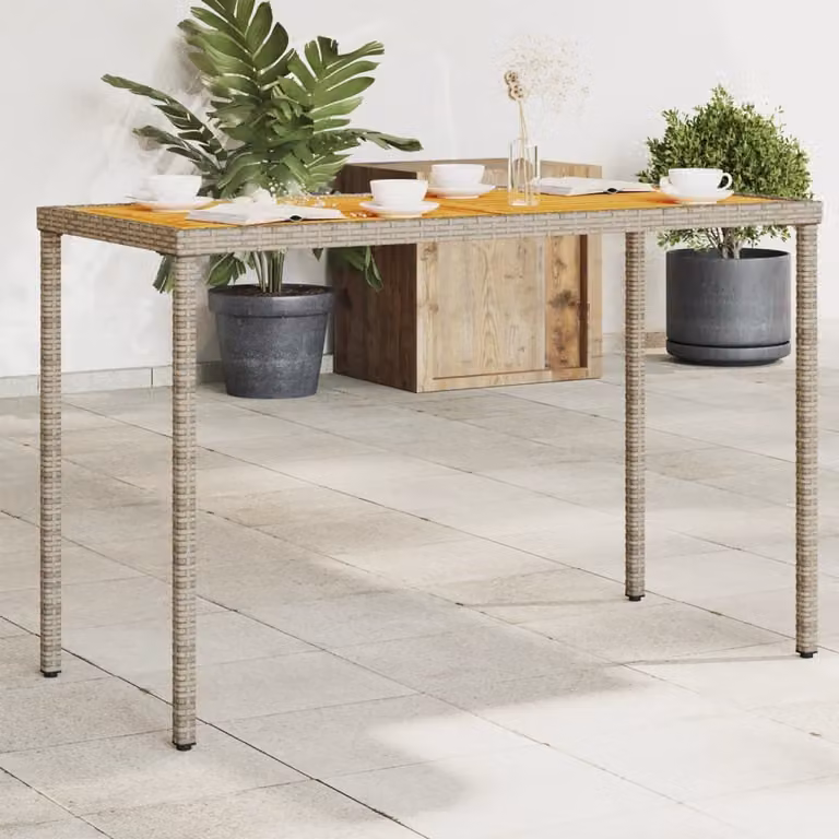 Maison Exclusive - Tavolo da giardino con piano in legno di acacia grigio 115x54x74 cm in polyrattan