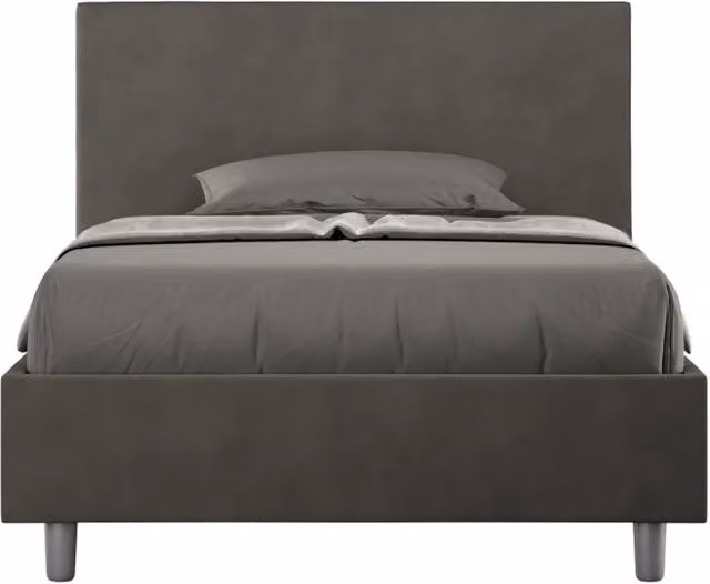 Letto una piazza e mezza senza rete imbottito 110x210 microfibra grigio Adele