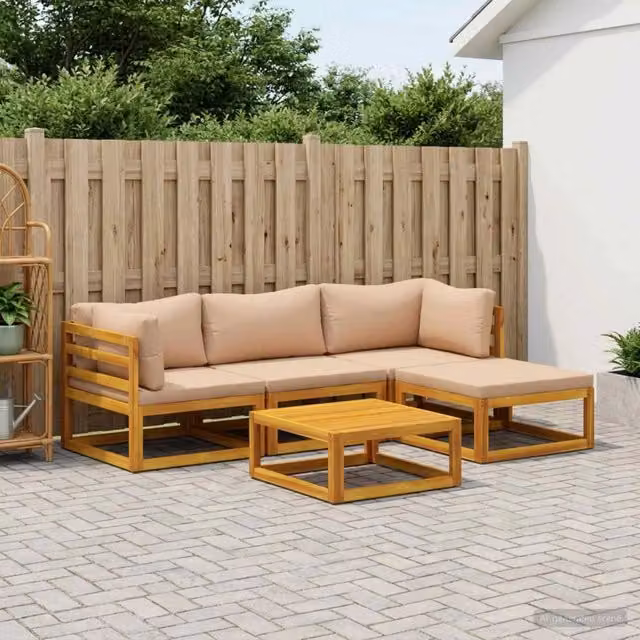 Set di divani 5 pz Naturale Legno di Acacia Massello 3417279