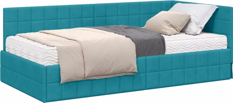 Struttura Letto Angolare con Materasso 2 pcs Turchese Velluto