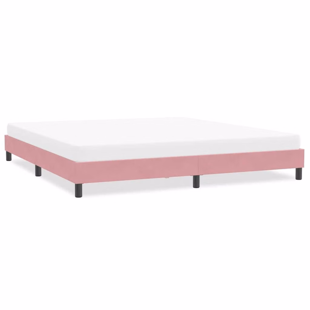 vidaXL Giroletto in Velluto Rosa con Doghe in Legno L: 203 cm, P: 213 cm