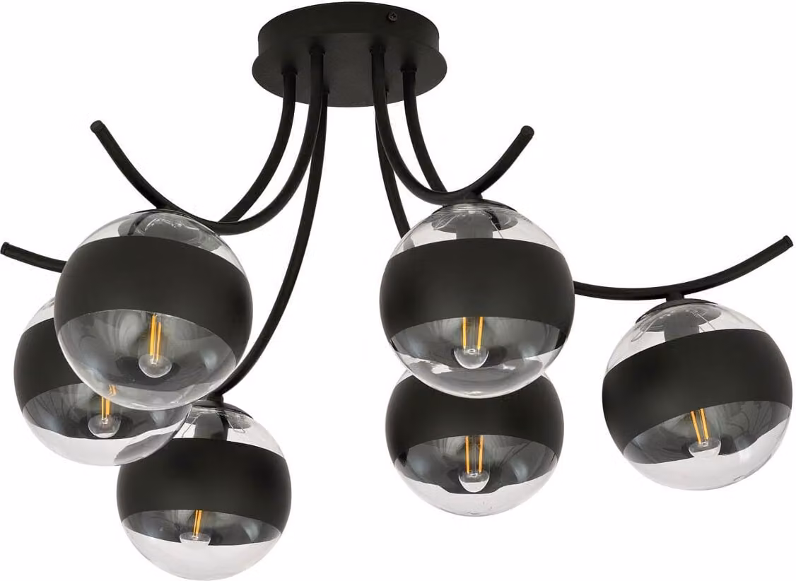 Lampadario Emibig 6xE14 40W BOSTON 6 NERO/A RIGHE 1111/6