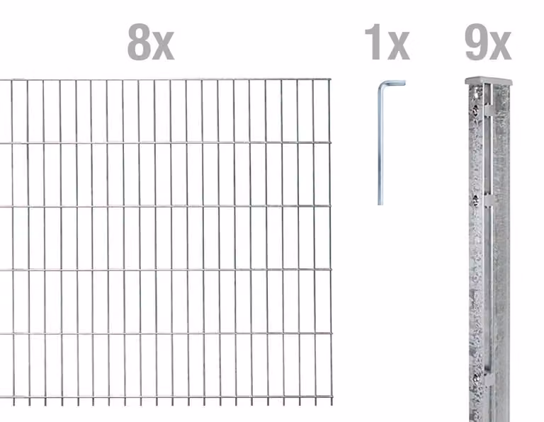 Recinzione a pannelli doppi, modello Alberts 657963, kit completo da 18 elementi, zincata a caldo, altezza 103 cm, lunghezza 20 metri