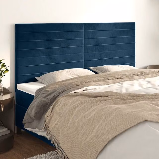 Testiera decorativa in velluto blu scuro Design Mania L: 180 cm, P: 5 cm, H: 118/128 cm