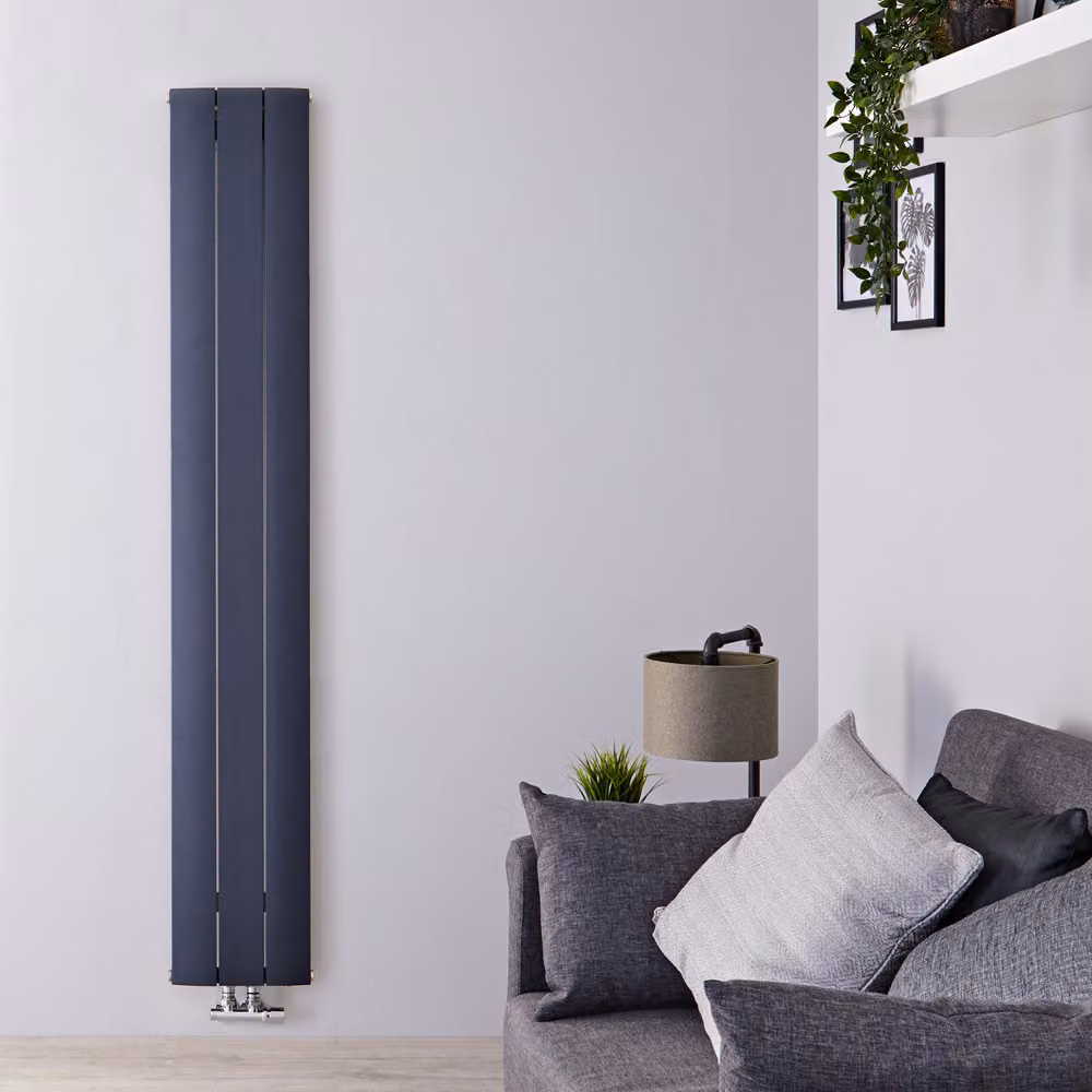 Radiatore di Design Verticale Antracite in Alluminio - 1800 x 280mm - 630W - Aurora