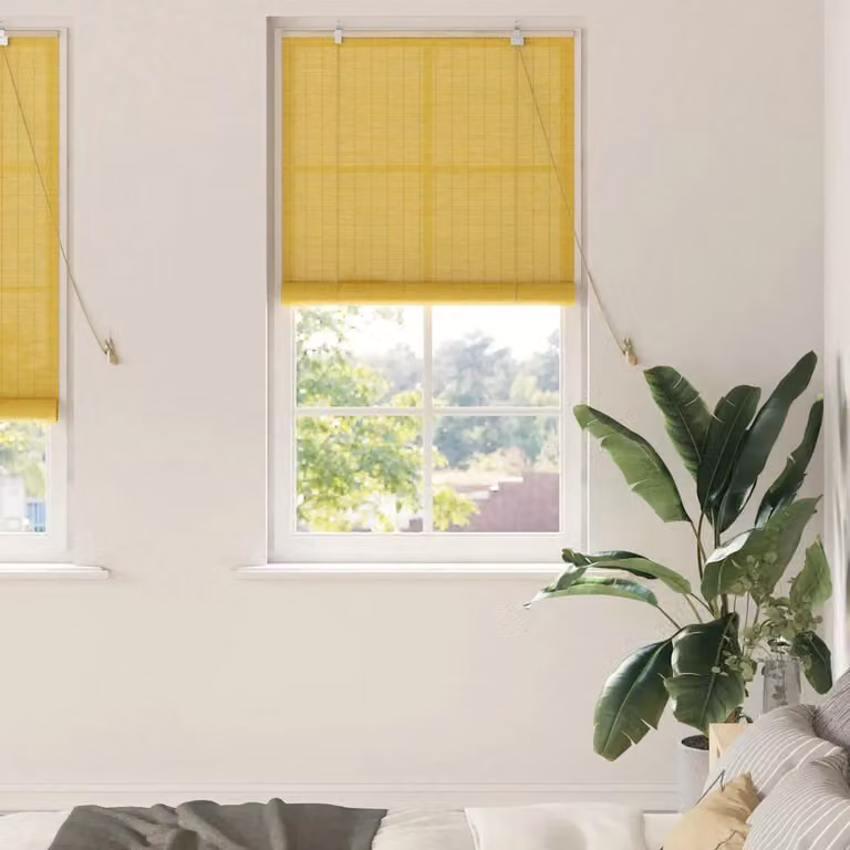 Tenda a rullo vidaXL in bambù giallo semi-trasparente, L 80 cm x H 220 cm
