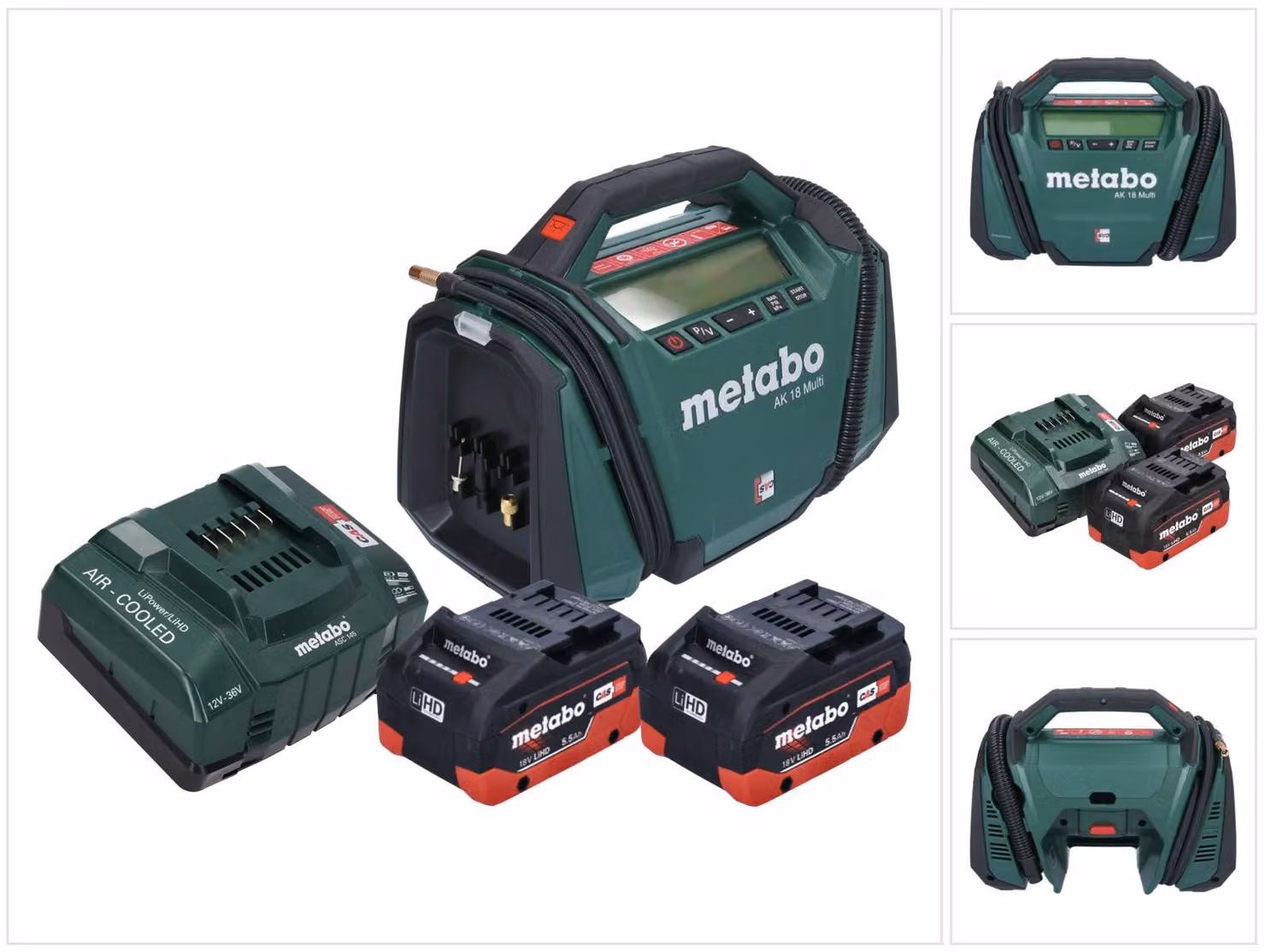 Compressore a batteria Metabo AK 18 Multi 18 V 11 bar + 2x batteria ricaricabile 5,5 Ah + caricatore
