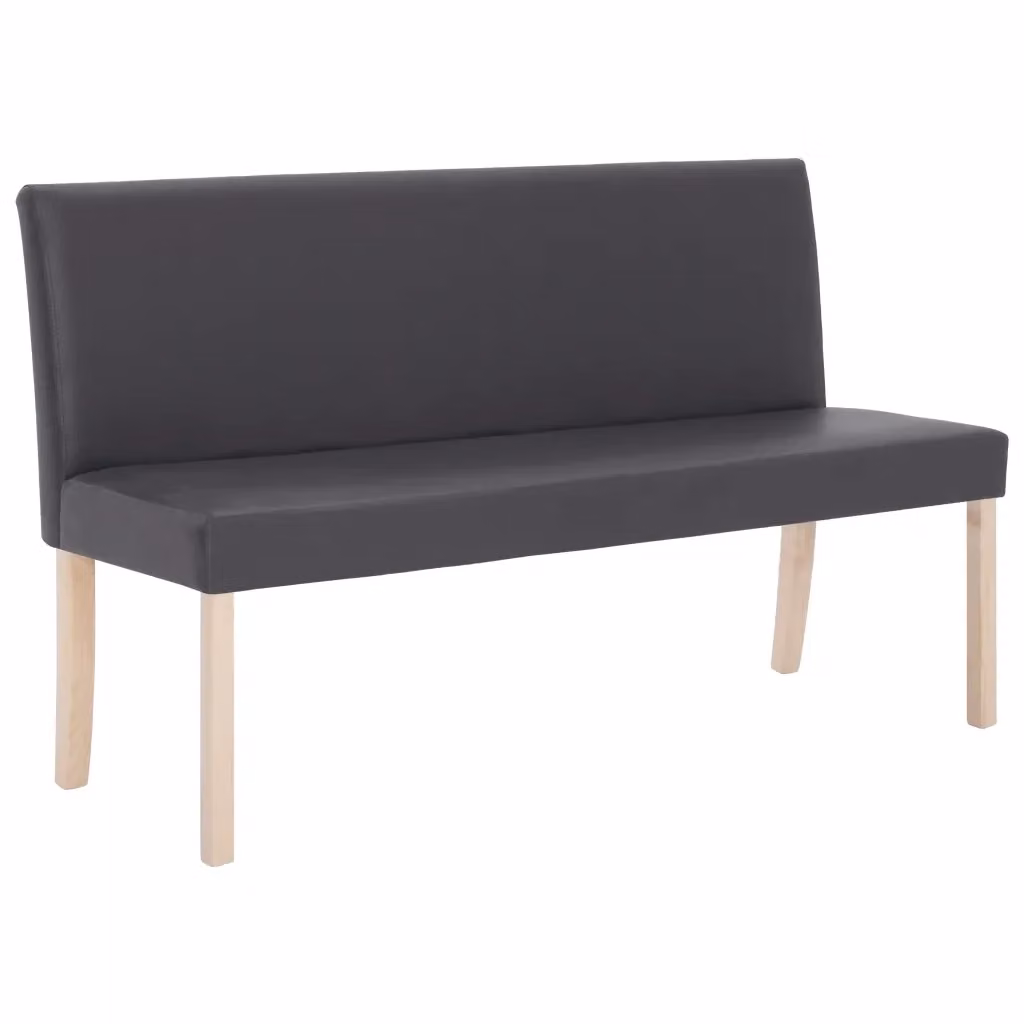 Panca vidaXL in similpelle grigia con struttura in legno di pino, L: 139,5 cm – 2