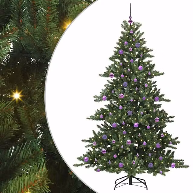 Albero di Natale Artificiale-Albero Natalizio con Rami Pieghevoli Verde 210 cm 933549
