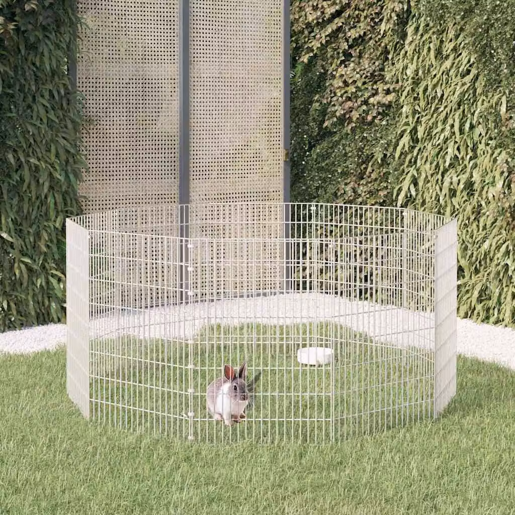 Recinto per Animali Ruspante vidaXL in Ferro Zincato Argento, 10 Pannelli, H: 80 cm, L: 54 cm