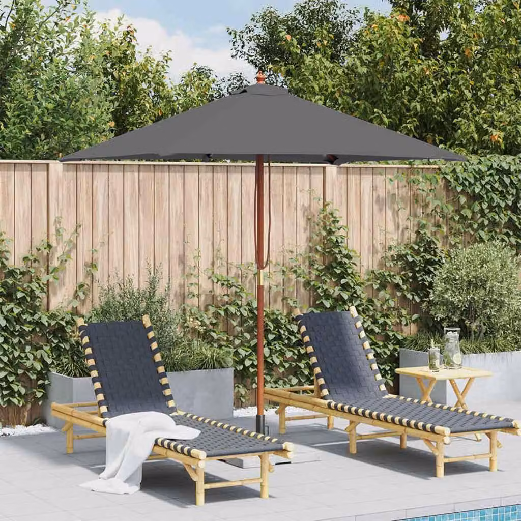 vidaXL Ombrellone con asta in legno 150x200 cm antracite