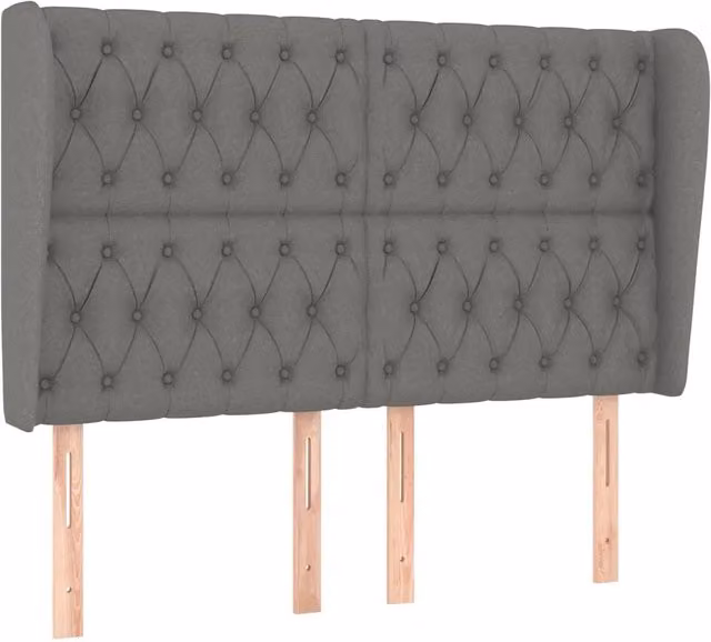Testiera ad orecchio in tessuto grigio scuro L: 163 cm, P: 23 cm, H: 118/128 cm