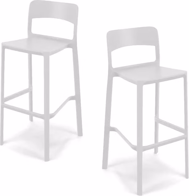 Set di 2 sgabelli STIL Redokasa in polipropilene impilabili, idrorepellenti e resistenti ai raggi UV, design moderno per cucina o giardino, colore Ghisa, altezza seduta: 65 cm