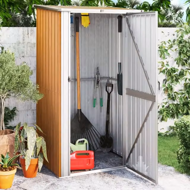 Casetta da giardino Videx in acciaio zincato marrone L: 118,5 cm, P: 97 cm, H: 209,5 cm