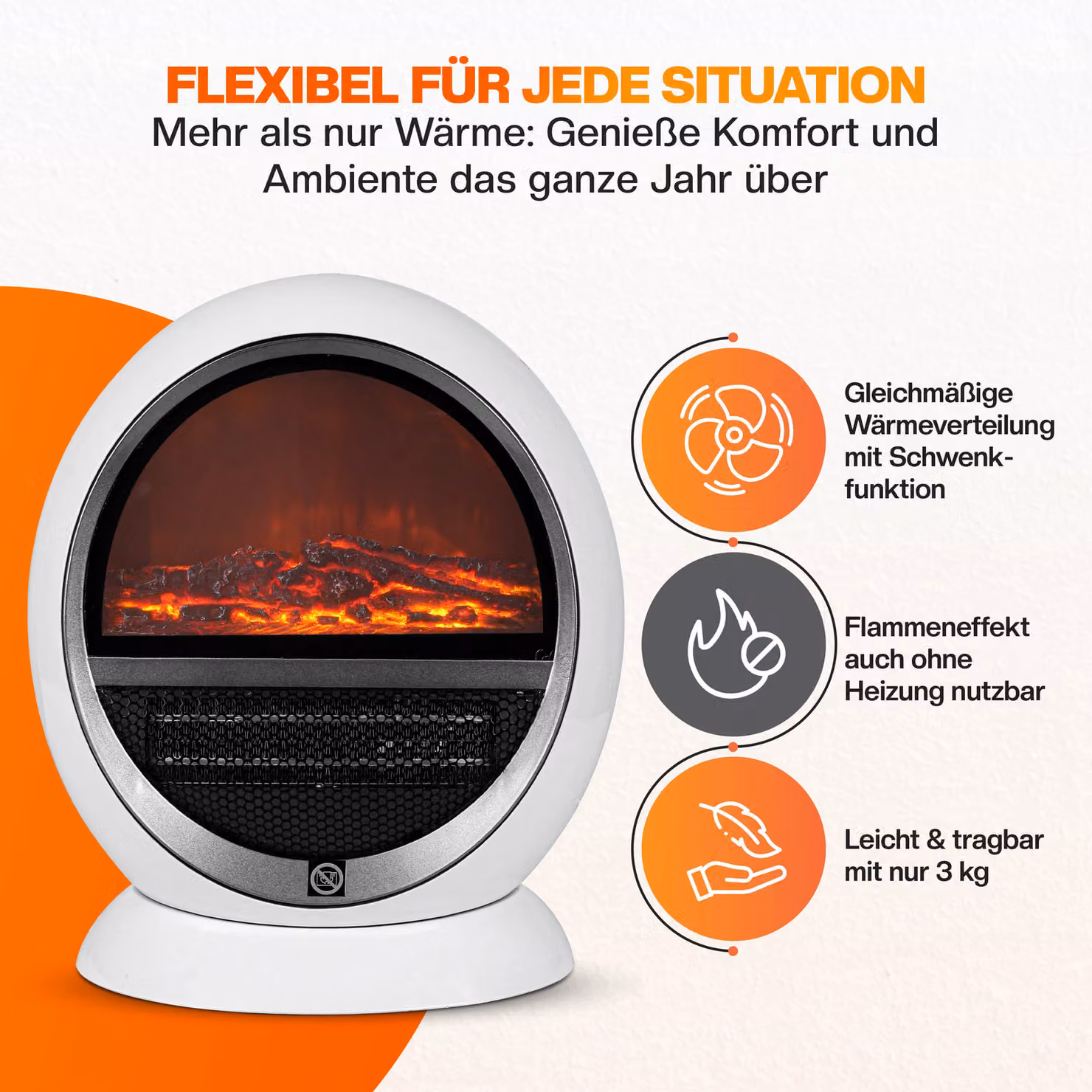 Termoventilatore effetto camino Deuba 1500 W bianco – 4