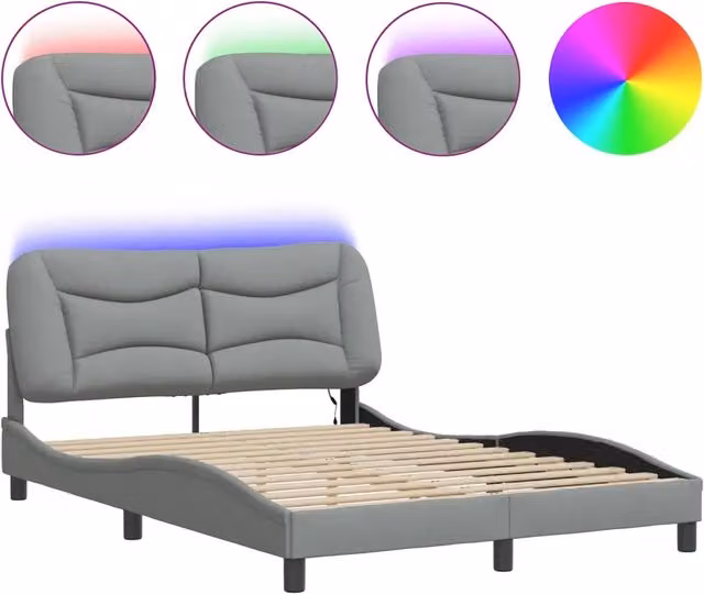 Letto matrimoniale | Letto per adulti | Giroletto con LED senza Materasso Hvar 140x200 cm Tessuto