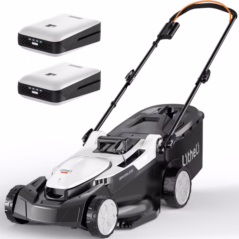 Tagliaerba elettrico a batteria - Larghezza di taglio: 43 cm - Motore brushless da 40 V - Contenitore di raccolta erba da 40 litri - Materiale: plastica - Adatto per giardini fino a 500 m²