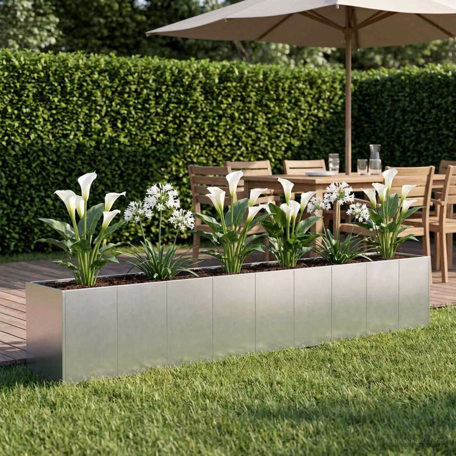 Vaso da giardino vidaXL in acciaio zincato Argento L: 360 cm, P: 40 cm, H: 60 cm