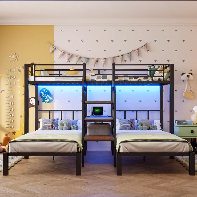 letto a castello metallo nero 90 x 200 cm