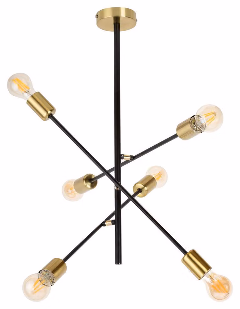 Rabalux 2104 Lampada a sospensione 6 spot Lanny, E27, nero, rotonda, industriale, ø560mm