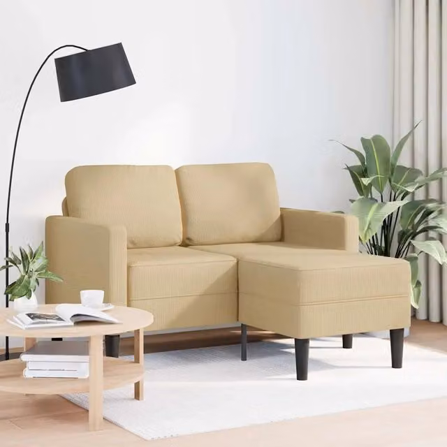 Divano | Divano da soggiorno | Sofa 2 Posti con Chaise a L Verde Grigio 125 cm Lino