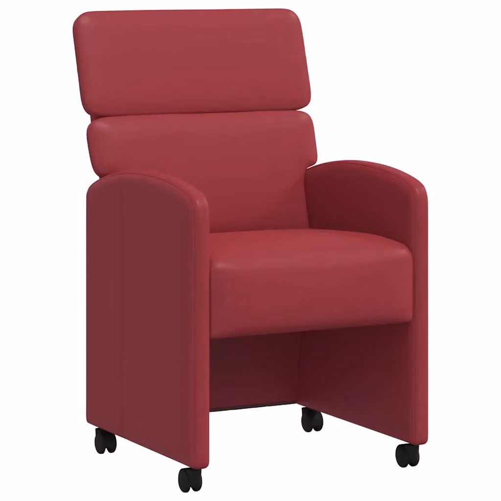 Set di 2 sedie da pranzo vidaXL con ruote in pelle sintetica rosso vino L/P/H: 58 x 65 x 98 cm – 2