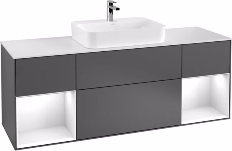 Villeroy & Boch V&B FINION mobile lavabo 1600x603x501 Abdpl wh Reg gls wh/anth ma
