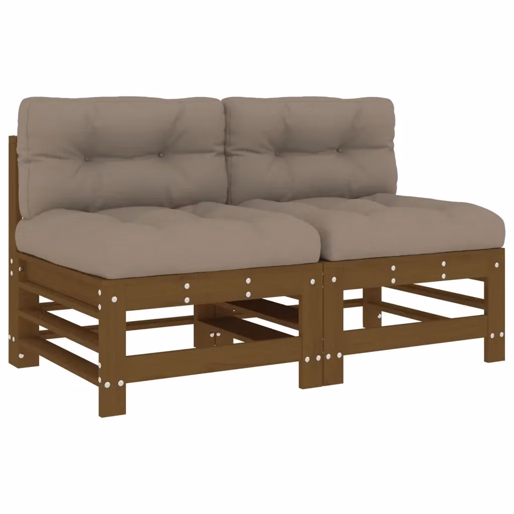 Set di 2 Divani vidaXL in Legno di Pino Rustico, Colore Marrone con Cuscini per Giardino o Terrazza – 2