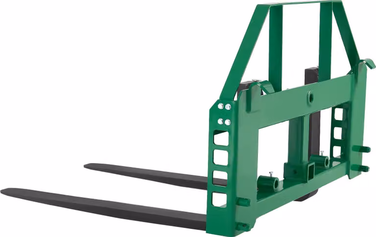 Attacco rapido SucceBuy con capacità di carico di 1814 kg, attacco per telaio a forche per pallet con forche lunghe 1065 mm, lame per carrello elevatore, attacco per rimorchio da 50,8 mm e manicotti a lancia, compatibile con i trattori JD