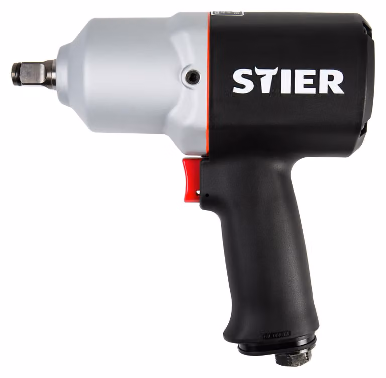 Avvitatore a impulsi pneumatico STIER 15-PC, leggero, coppia massima di allentamento 1.054 Nm, attacco quadro, 1/2 pollice, nipplo da 1/4 di pollice, avvitatore a impulsi con meccanismo di percussione a perno ad alte prestazioni, 3 velocità impostabili